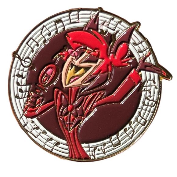Hazbin Hotel Alastor Musical Notes Music Enamel Pin - Picture 3 of 7